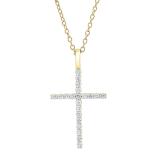 0.30 Carat (ctw) Round White Diamond Ladies Cross Pendant 1/3 CT 10K Yellow Gold