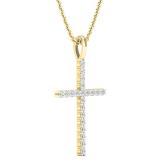 0.30 Carat (ctw) Round White Diamond Ladies Cross Pendant 1/3 CT 10K Yellow Gold