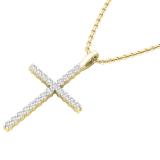 0.30 Carat (ctw) Round White Diamond Ladies Cross Pendant 1/3 CT 10K Yellow Gold