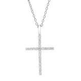 0.30 Carat (ctw) Round White Diamond Ladies Cross Pendant 1/3 CT Sterling Silver