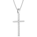 0.30 Carat (ctw) Round White Diamond Ladies Cross Pendant 1/3 CT Sterling Silver