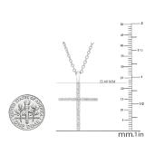 0.30 Carat (ctw) Round White Diamond Ladies Cross Pendant 1/3 CT Sterling Silver