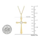 0.15 Carat (ctw) Round White Diamond Ladies Solitaire Flared Arms Cross Pendant 14K Yellow Gold