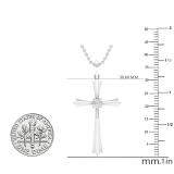 0.15 Carat (ctw) Round White Diamond Ladies Solitaire Flared Arms Cross Pendant 18K White Gold