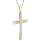 0.50 Carat (ctw) Round White Diamond Ladies 'x' Cross Pendant 1/2 CT 10K Yellow Gold