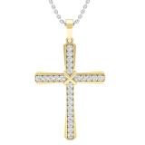 0.50 Carat (ctw) Round White Diamond Ladies 'x' Cross Pendant 1/2 CT 18K Yellow Gold