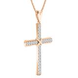 0.50 Carat (ctw) Round White Diamond Ladies 'x' Cross Pendant 1/2 CT 10K Rose Gold
