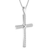 0.50 Carat (ctw) Round White Diamond Ladies 'x' Cross Pendant 1/2 CT 18K White Gold