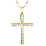 0.50 Carat (ctw) Round White Diamond Ladies 'x' Cross Pendant 1/2 CT 18K Yellow Gold