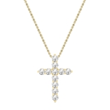 1.95 Carat (ctw) Round White Diamond Ladies Cross Pendant 2 CT 10K Yellow Gold
