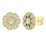 0.25 Carat (ctw) Round White Diamond Ladies Cluster Flower Stud Earrings 1/4 CT 10K Yellow Gold