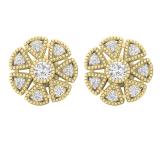 0.25 Carat (ctw) Round White Diamond Ladies Cluster Flower Stud Earrings 1/4 CT 10K Yellow Gold