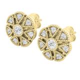 0.25 Carat (ctw) Round White Diamond Ladies Cluster Flower Stud Earrings 1/4 CT 10K Yellow Gold