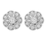 0.25 Carat (ctw) Round White Diamond Ladies Cluster Flower Stud Earrings 1/4 CT 14K White Gold