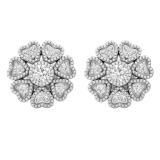 0.25 Carat (ctw) Round Diamond Ladies Hearts Cluster Flower Stud Earrings 1/4 CT 14K White Gold