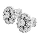 0.25 Carat (ctw) Round Diamond Ladies Hearts Cluster Flower Stud Earrings 1/4 CT 14K White Gold