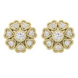 0.25 Carat (ctw) Round Diamond Ladies Hearts Cluster Flower Stud Earrings 1/4 CT 18K Yellow Gold