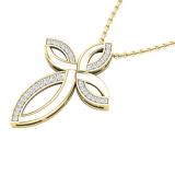 0.15 Carat (ctw) Round White Diamond Ladies Fashion Loop Cross Pendant 14K Yellow Gold