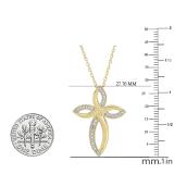 0.15 Carat (ctw) Round White Diamond Ladies Fashion Loop Cross Pendant 14K Yellow Gold