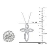 0.15 Carat (ctw) Round White Diamond Ladies Fashion Loop Cross Pendant Sterling Silver