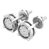 0.10 Carat (ctw) Round White Diamond Ladies Cluster Stud Earrings 1/10 CT 14K White Gold