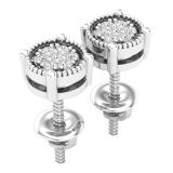 0.10 Carat (ctw) Round White Diamond Ladies Cluster Stud Earrings 1/10 CT 14K White Gold