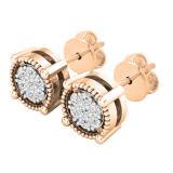 0.10 Carat (ctw) Round White Diamond Ladies Cluster Stud Earrings 1/10 CT 18K Rose Gold