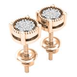 0.10 Carat (ctw) Round White Diamond Ladies Cluster Stud Earrings 1/10 CT 18K Rose Gold