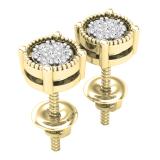 0.10 Carat (ctw) Round White Diamond Ladies Cluster Stud Earrings 1/10 CT 18K Yellow Gold