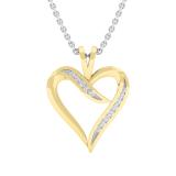 0.10 Carat (ctw) Round White Diamond Ladies Heart Shaped Ribbon Pendant 1/10 CT 10K Yellow Gold