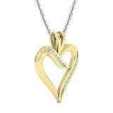 0.10 Carat (ctw) Round White Diamond Ladies Heart Shaped Ribbon Pendant 1/10 CT 10K Yellow Gold