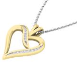 0.10 Carat (ctw) Round White Diamond Ladies Heart Shaped Ribbon Pendant 1/10 CT 10K Yellow Gold