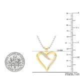 0.10 Carat (ctw) Round White Diamond Ladies Heart Shaped Ribbon Pendant 1/10 CT 10K Yellow Gold