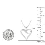 0.10 Carat (ctw) Round White Diamond Ladies Heart Shaped Ribbon Pendant 1/10 CT 10K White Gold