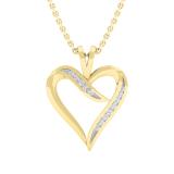0.10 Carat (ctw) Round White Diamond Ladies Heart Shaped Ribbon Pendant 1/10 CT 14K Yellow Gold