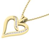 0.10 Carat (ctw) Round White Diamond Ladies Heart Shaped Ribbon Pendant 1/10 CT 14K Yellow Gold