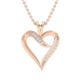 0.10 Carat (ctw) Round White Diamond Ladies Heart Shaped Ribbon Pendant 1/10 CT 18K Rose Gold