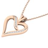 0.10 Carat (ctw) Round White Diamond Ladies Heart Shaped Ribbon Pendant 1/10 CT 18K Rose Gold