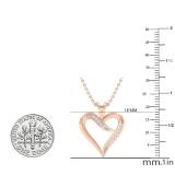0.10 Carat (ctw) Round White Diamond Ladies Heart Shaped Ribbon Pendant 1/10 CT 18K Rose Gold