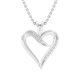 0.10 Carat (ctw) Round White Diamond Ladies Heart Shaped Ribbon Pendant 1/10 CT 18K White Gold