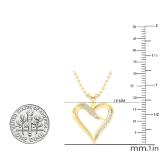 0.10 Carat (ctw) Round White Diamond Ladies Heart Shaped Ribbon Pendant 1/10 CT 18K Yellow Gold