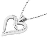 0.10 Carat (ctw) Round White Diamond Ladies Heart Shaped Ribbon Pendant 1/10 CT Sterling Silver