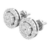 0.45 Carat (ctw) Round White Diamond Ladies Cluster Stud Earrings 1/2 CT 10K White Gold