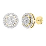 0.45 Carat (ctw) Round White Diamond Ladies Cluster Stud Earrings 1/2 CT 10K Yellow Gold