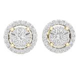 0.45 Carat (ctw) Round White Diamond Ladies Cluster Stud Earrings 1/2 CT 10K Yellow Gold