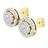 0.45 Carat (ctw) Round White Diamond Ladies Cluster Stud Earrings 1/2 CT 10K Yellow Gold