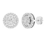 0.45 Carat (ctw) Round White Diamond Ladies Cluster Stud Earrings 1/2 CT 14K White Gold