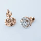 0.45 Carat (ctw) Round White Diamond Ladies Cluster Stud Earrings 1/2 CT 18K Rose Gold