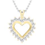 0.95 Carat (ctw) Round Diamond Ladies Heart Pendant 1 CT (Silver Chain Included) 10K Yellow Gold