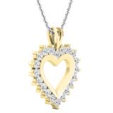 0.95 Carat (ctw) Round Diamond Ladies Heart Pendant 1 CT (Silver Chain Included) 10K Yellow Gold